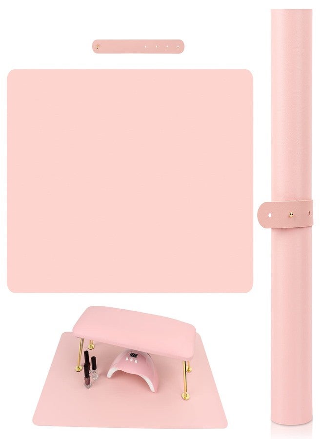 LIONVISON (MAT ONLY) Pink Nail Art Table Mat, Foldable Nail Art Hand Rest Pad for Nail Arm Rest Cushion, Soft Microfiber Leather Nail Mat, Manicure Pad Nail Table Pad Desk Mat for Nail Technician Salon Home - Image 1